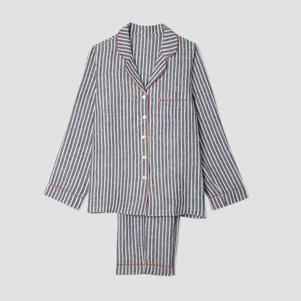 Piglet Midnight Stripe Linen Pyjama Trousers Set