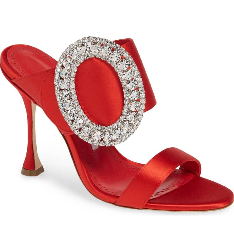 Manolo Blahnik Fibiona Crystal Embellished Mules