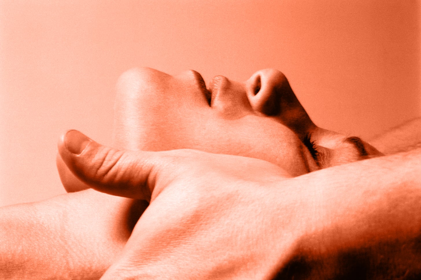 close-up of woman getting neck massage