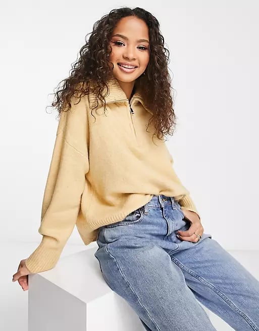 ASOS Sweatshirt With Half Zip And Collar