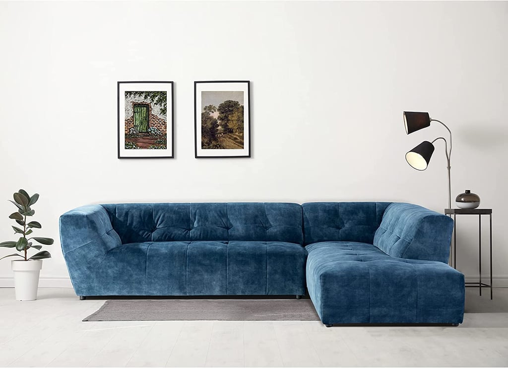 The Best Floor Sofa on Amazon: Acanva Mid-Century Velvet Sectional Sofa