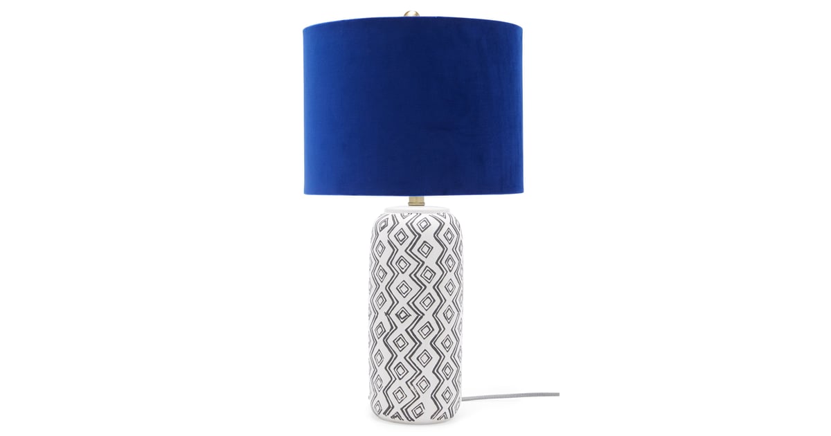blue velvet table lamp