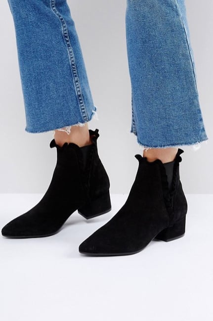 SixtySeven Black Suede Ruffle Ankle 