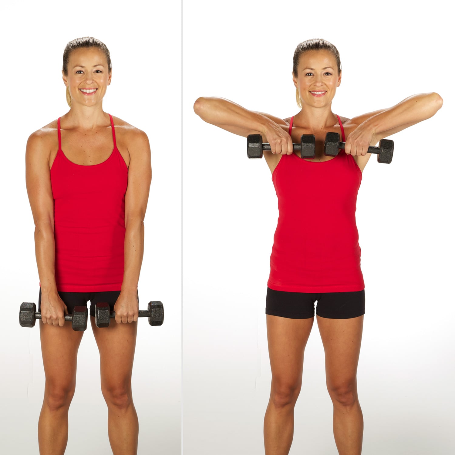 Upright Row | Sculpt and Strengthen Your Arms With This 3-Week Dumbbell Challenge | POPSUGAR Fitness Photo 5