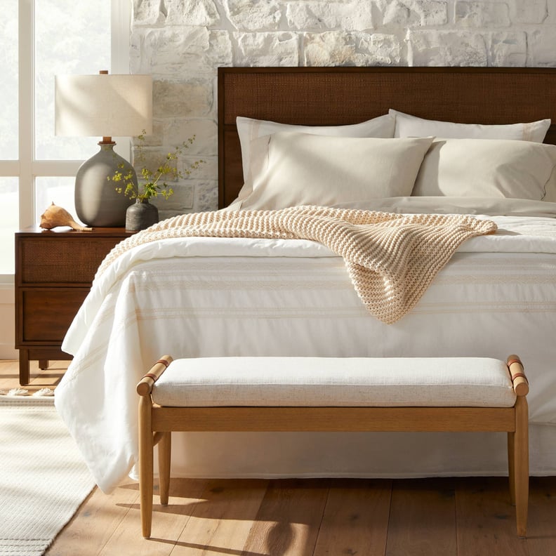 Bedroom Accent: Hearth & Hand Upholstered Natural Wood Accent Bench