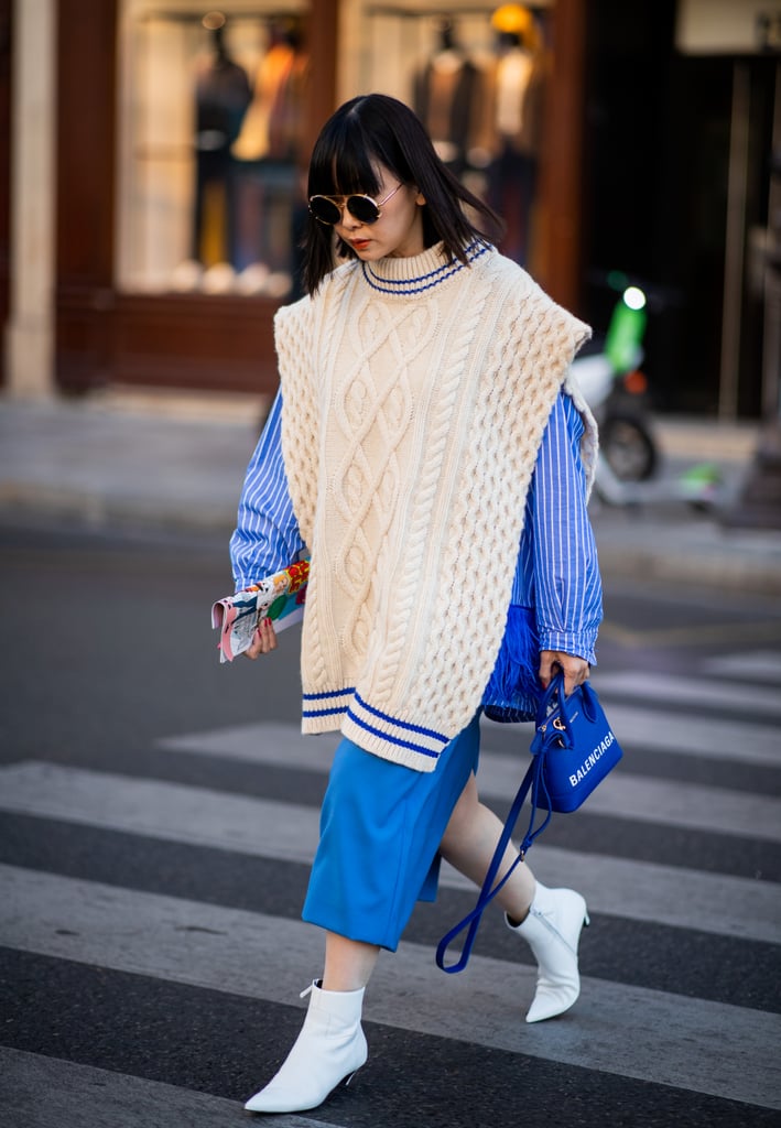 Cap off oversize pieces with sleek, white booties.
