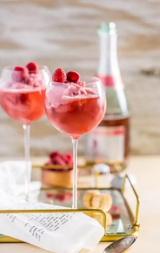 Raspberry Sorbet Pink Champagne Floats