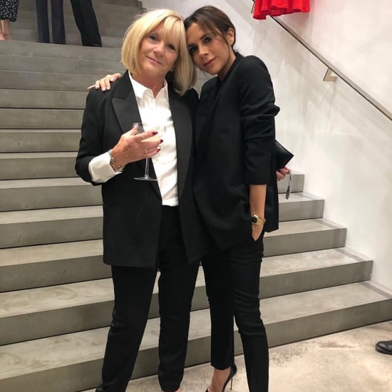 Victoria Beckham Matching With Her Mum in Black Trouser Suit