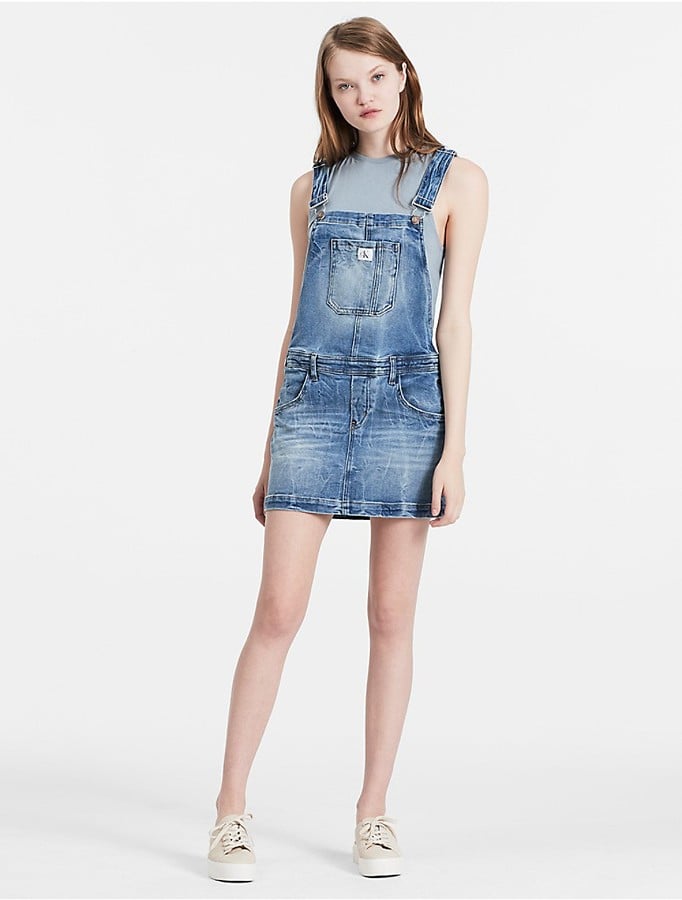 Calvin Klein Light Wash Denim Overall Dress