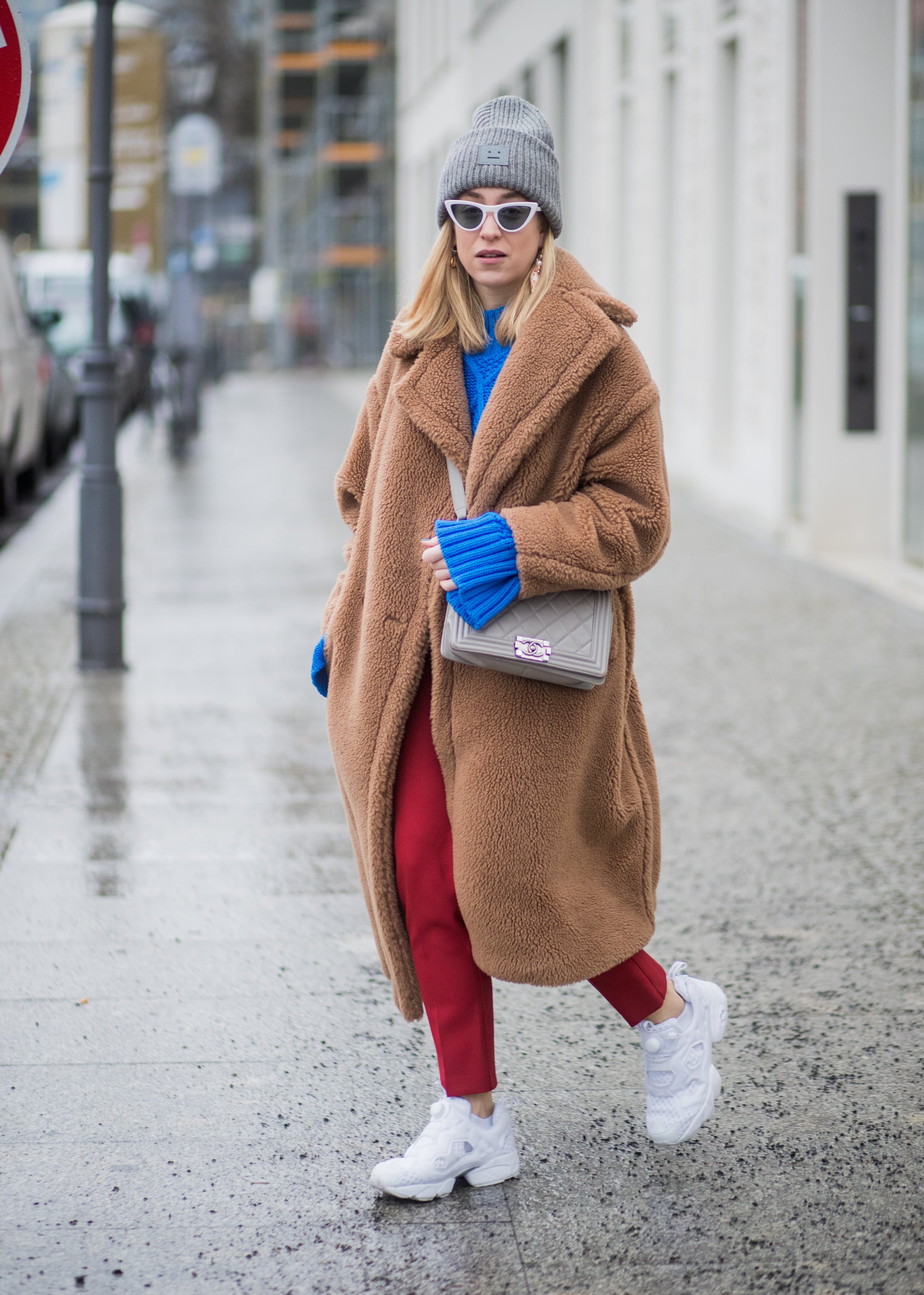 With Bright Colours and a Long Teddy Coat Dad Trainers Are the