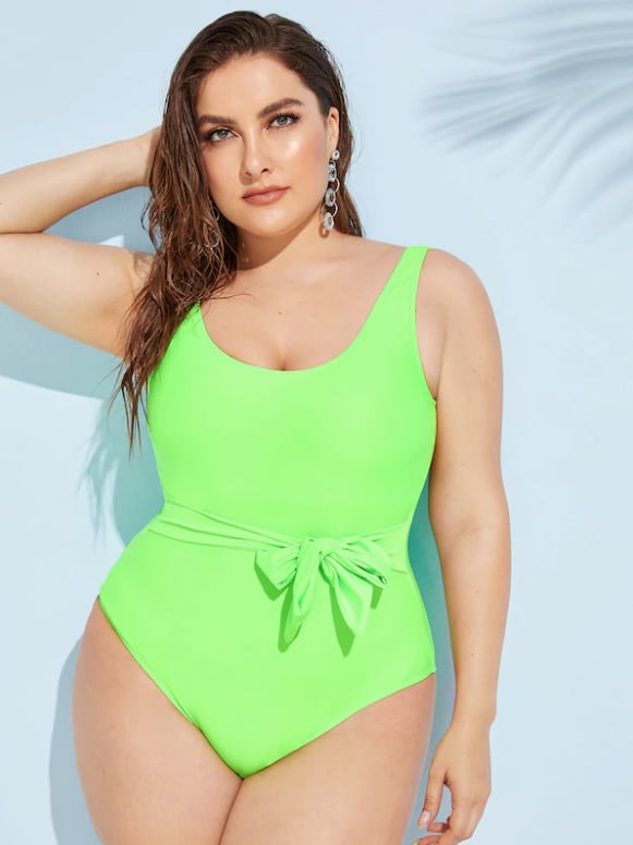 Shein Neon Lime Tie Waist One-Piece