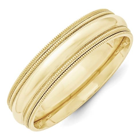 Versil 10K Yellow Gold Polished 5mm Double Milgrain Comfort Band