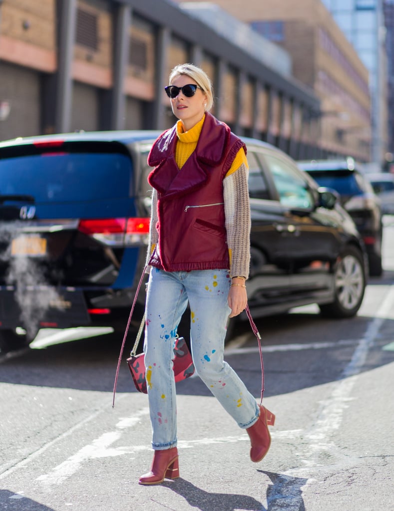 If You Have a Colorblock Sweater, Pair It With a Puffy Vest