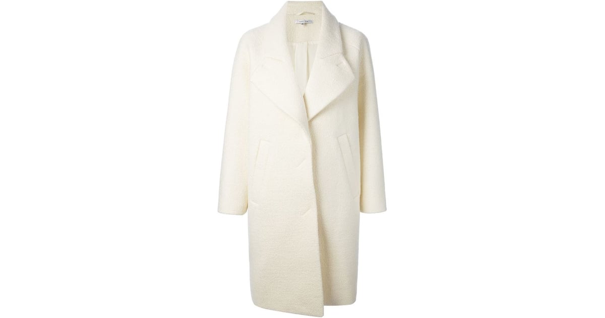 Carven Single Breasted Coat | Gigi Hadid Wearing a White Coat Street ...