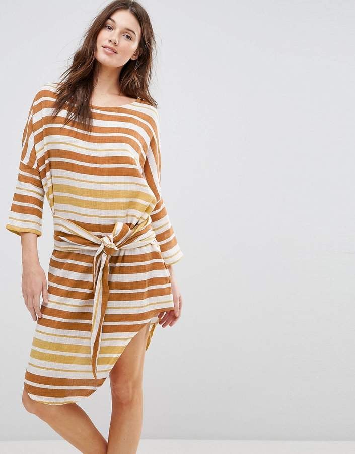 Zulu & Zephyr Stripe Tie Front Beach Dress