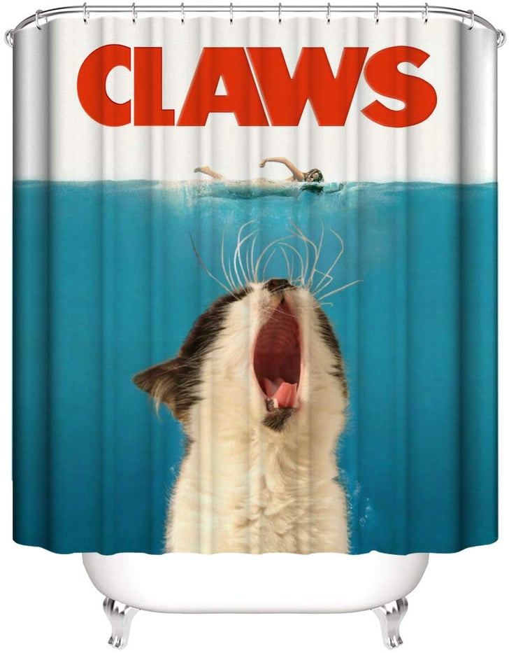 Jaws Cat Shower Curtain Funny and Weird Shower Curtains on Amazon