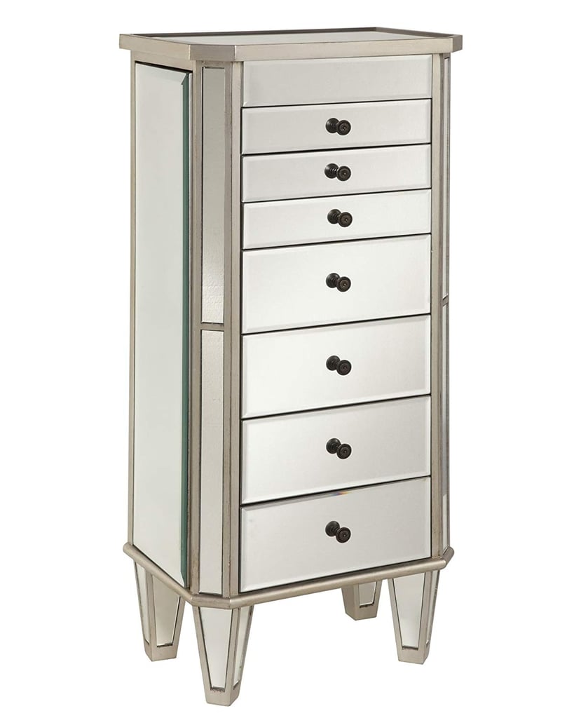 Powell Jewellery Armoire Wood, Silver Mirrored