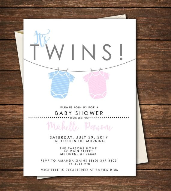 Twin Baby Shower Invitations