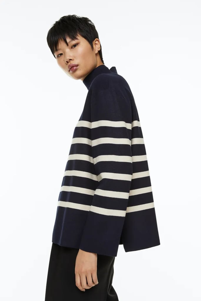 Sophisticated Stripes: H&M High-Collar Jumper