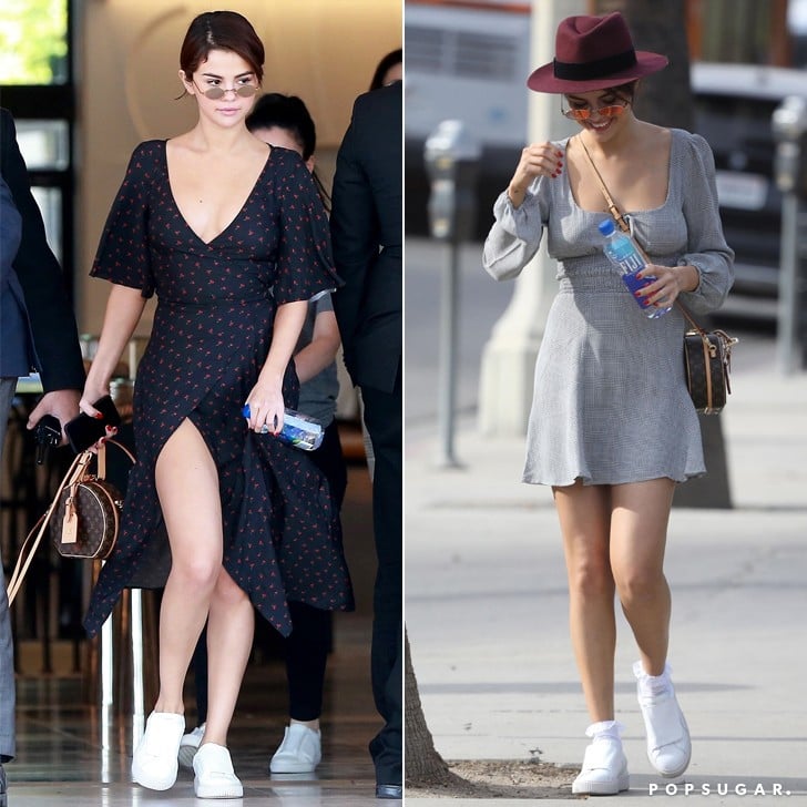 Selena Gomez Wearing Puma Sneakers and a Dress | POPSUGAR Fashion
