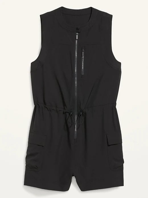 Old Navy StretchTech Sleeveless ZipFront Cargo Romper, 3Inch Inseam