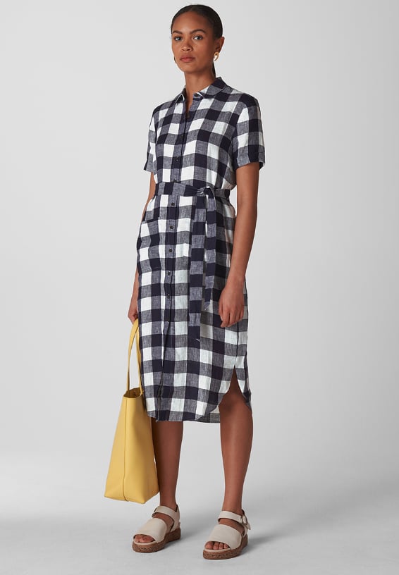 Whistles Montana Gingham Linen Dress