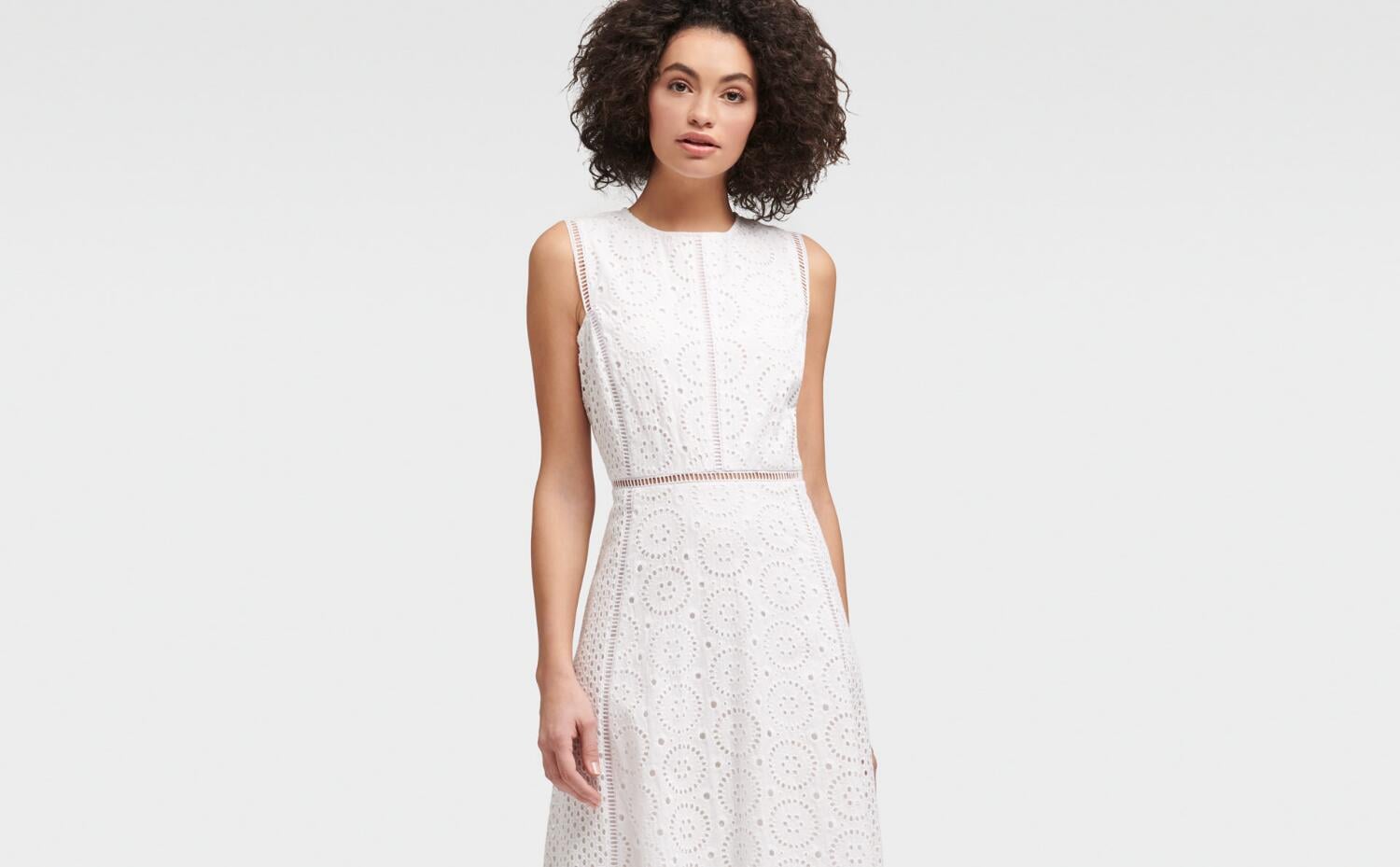 Dkny sleeveless eyelet dress clearance