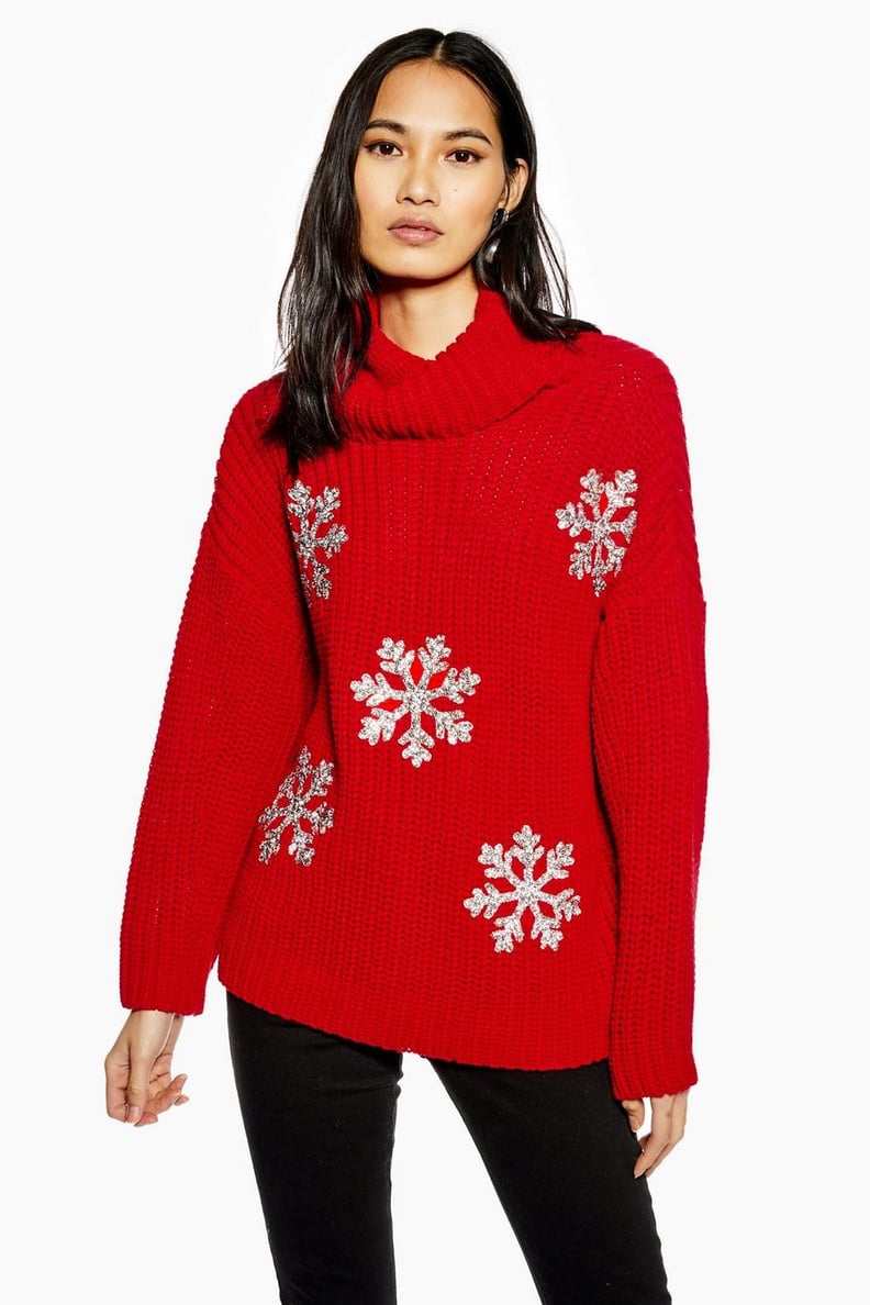 Topshop Christmas Glitter Snowflake Jumper