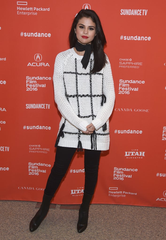 Selena Gomez in a Sweater Dress at Sundance