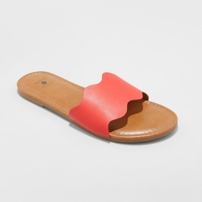 Kate Scalloped Slide Sandals