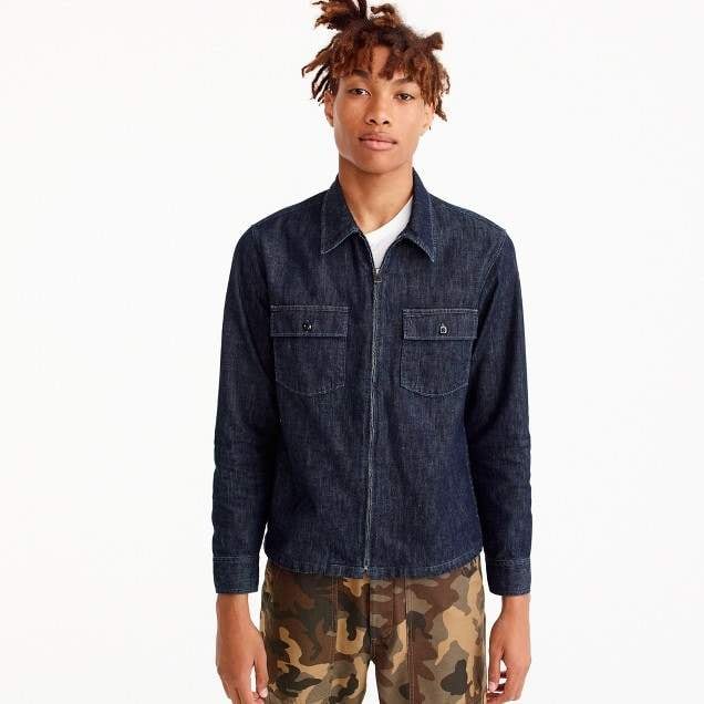 J.Crew Midweight Denim Zip-Front Workshirt