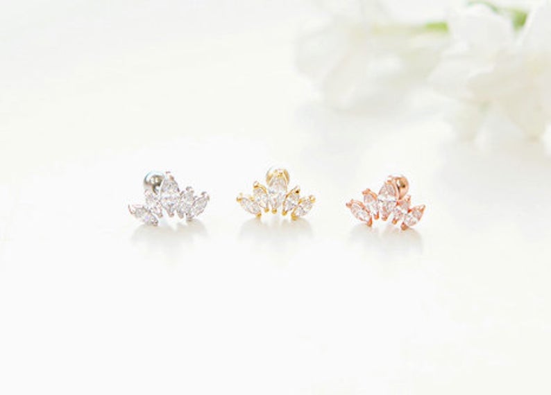 CZ Crown Simple Earrings