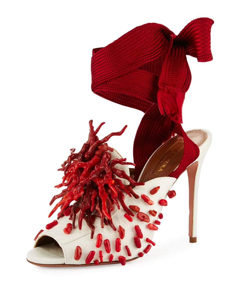 Aquazzura's Madagascar Embellished Ankle Wrap Pumps ($1,295) are a quick trip under the sea.