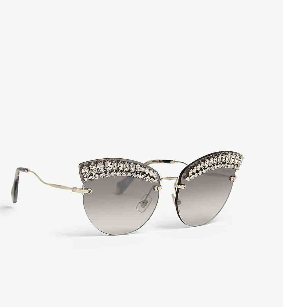 Miu Miu Faux-Crystal Embellished Sunglasses