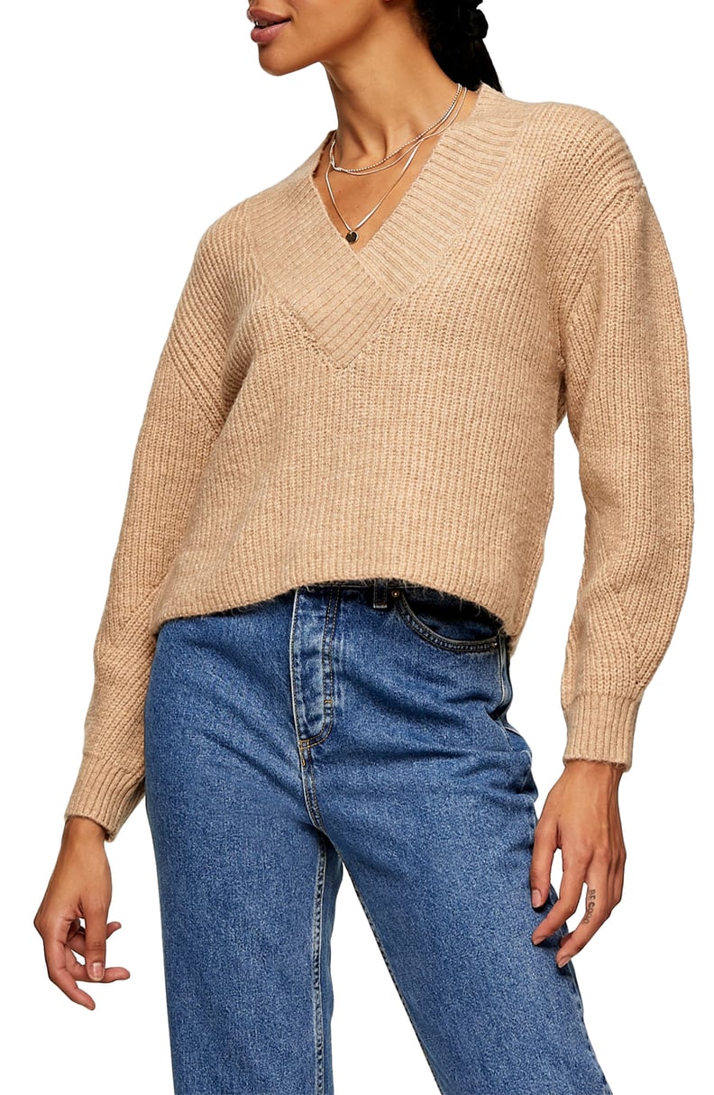 Topshop Rib V-Neck Sweater