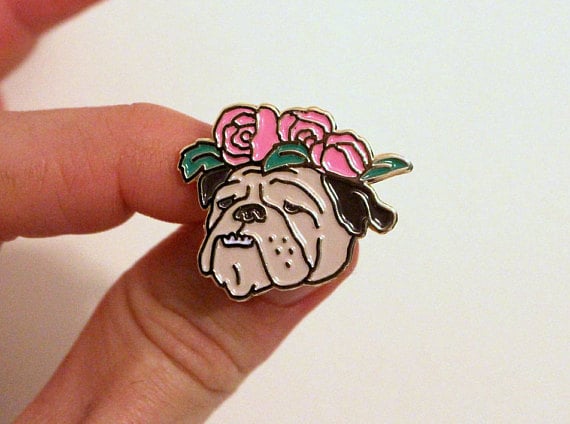 Frida Kahlo Bulldog Pin