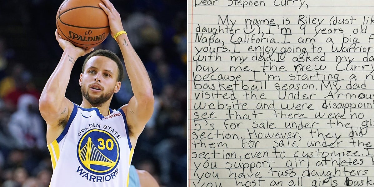 Girl Asks Steph Curry For Basketball Shoes in Girls Sizes PS Family