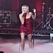 Miley Cyrus Wearing Red Dress to Perform "Man Eater"