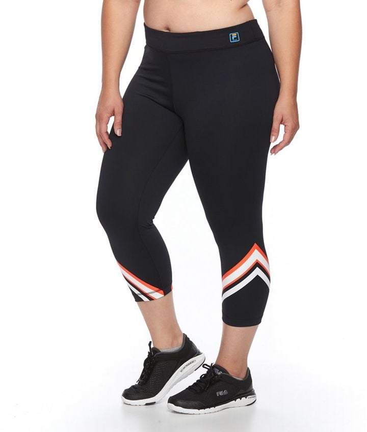 Plus Size FILA SPORT Reflective Striped Crop Workout Leggings