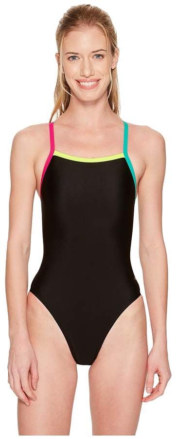 Speedo Solid Propel Back One Piece Swimsuit Athletic One Piece