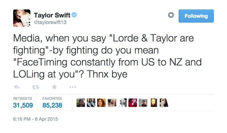 When She "Was in a Fight With Lorde"