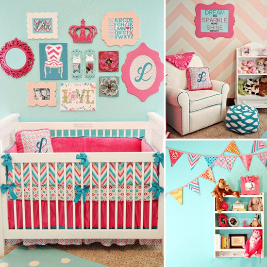 A Bold Aqua-and-Pink Baby Girl's Room