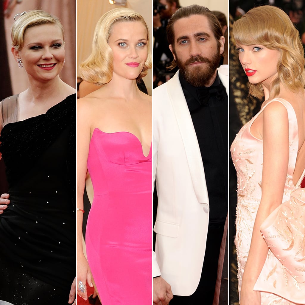 Jake Gyllenhaal may have showed up at the Met Gala with his newly blond sister, Maggie, but it was his three blond ex-girlfriends who could have made things weird for the actor; Kirsten Dunst, Reese Witherspoon, and Taylor Swift, who have all dated Jake in the past — and, oddly enough, all kind of looked alike on the red carpet — were in attendance as well. Rough!