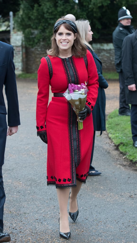 Princess Eugenie Red Dress on Christmas Day 2018