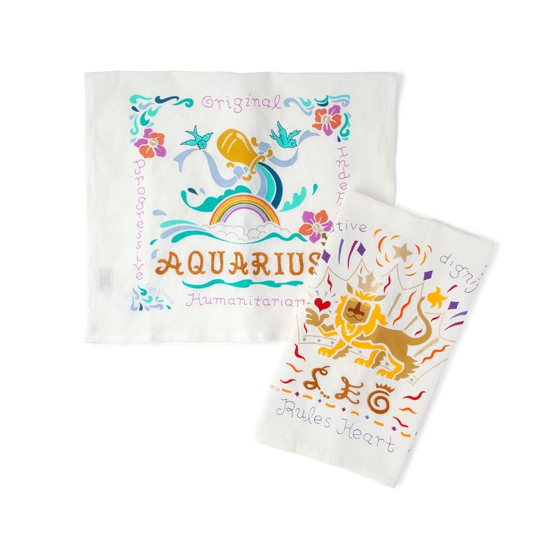 Embroidered Astrology Tea Towel