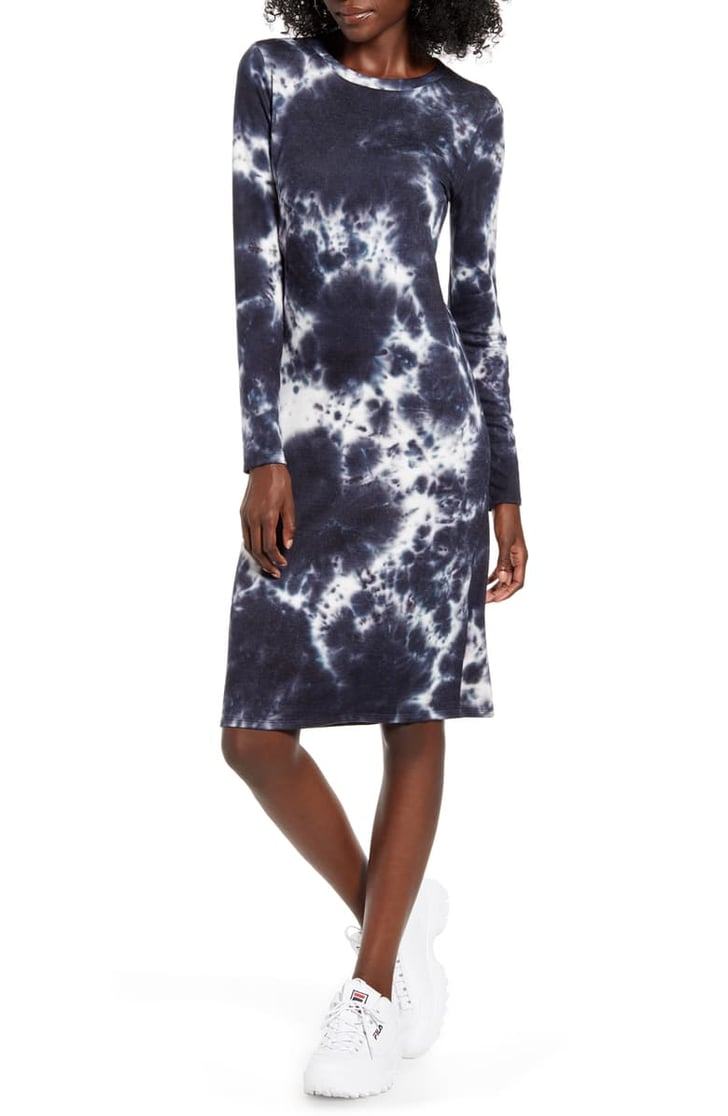 long sleeve midi t shirt dress
