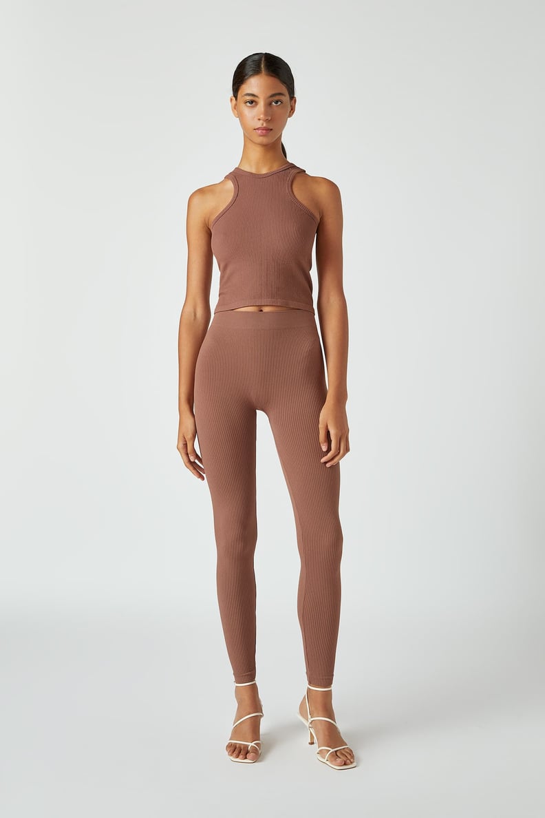 SEAMLESS CREASED LEGGINGS - Brown