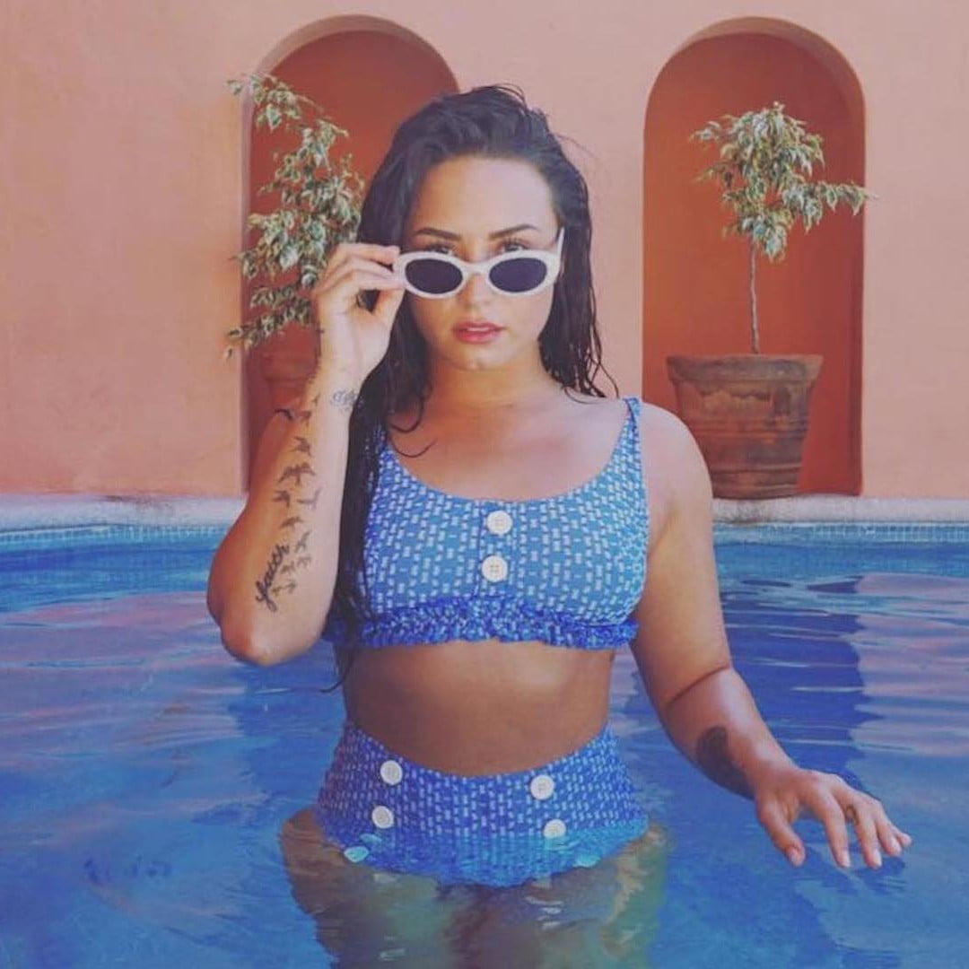 Demi Lovato: Neon Colorblock Bikini