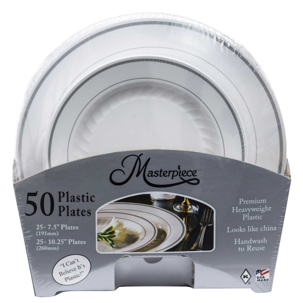 Masterpiece White Plates With Silver Rim Combo