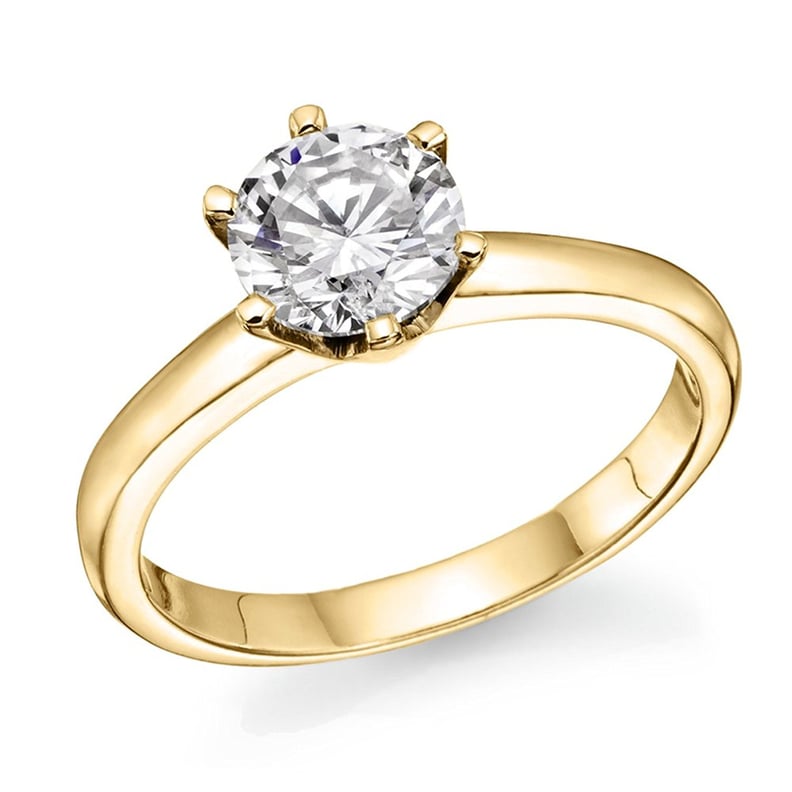 1/2 ct IGI Certified 14K Yellow Gold Round-Brilliant-Cut Diamond Engagement Ring